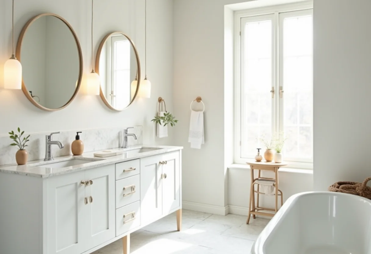 Banheiro renovado com kit moderno e elegante