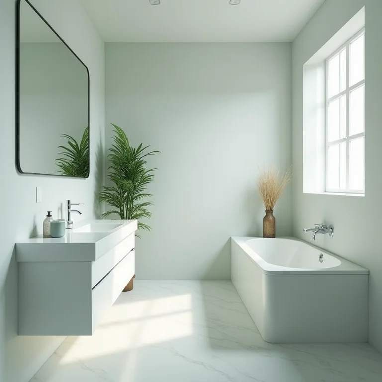 Banheiro sem elementos naturais.