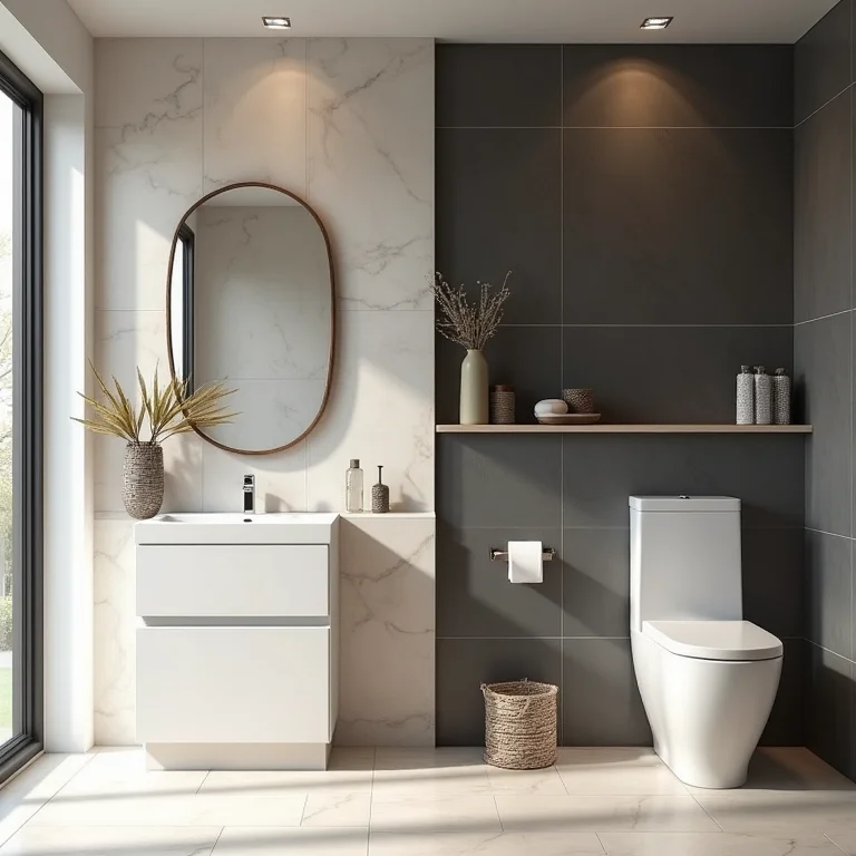 Banheiros pequenos e grandes com azulejos