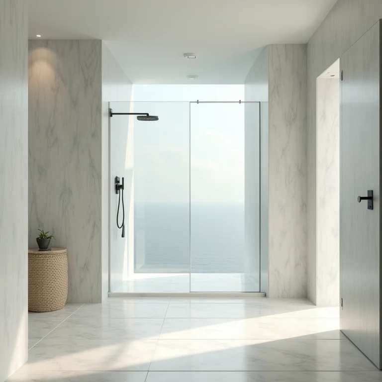 Box de chuveiro espaçoso com portas de vidro transparentes