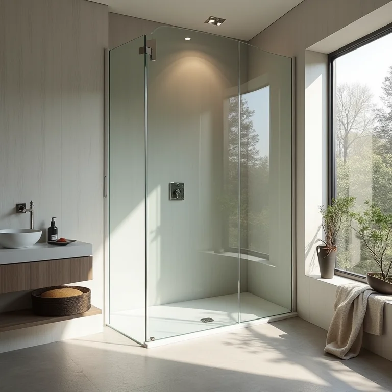 Box de vidro minimalista em banheiro pequeno