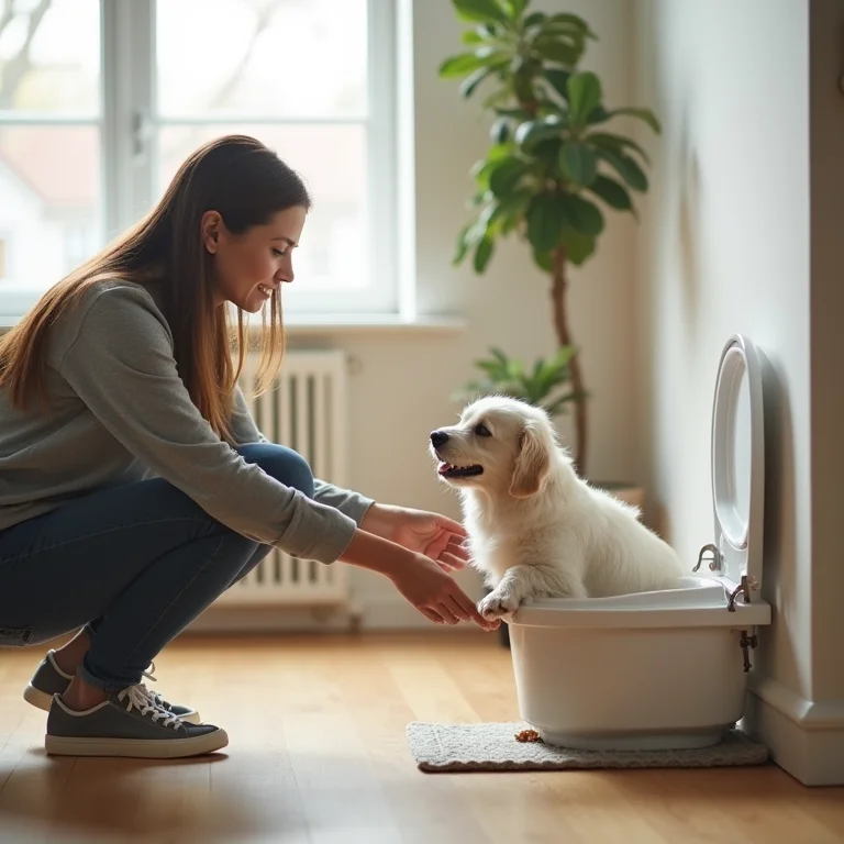Cachorro usando o banheiro