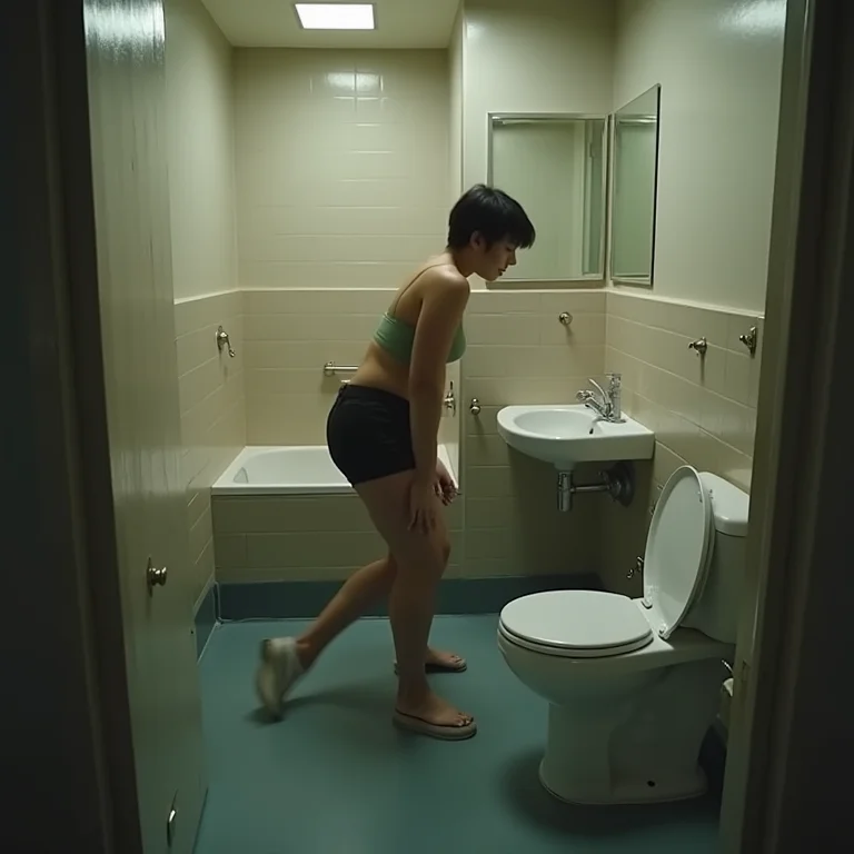 Circulação comprometida em banheiro pequeno