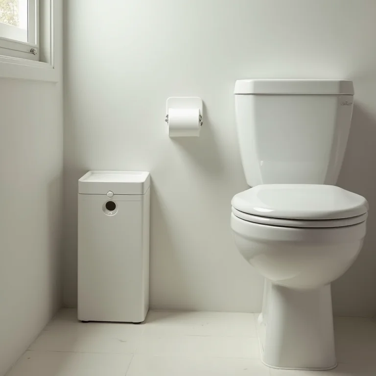 Coletor de absorventes em banheiro feminino