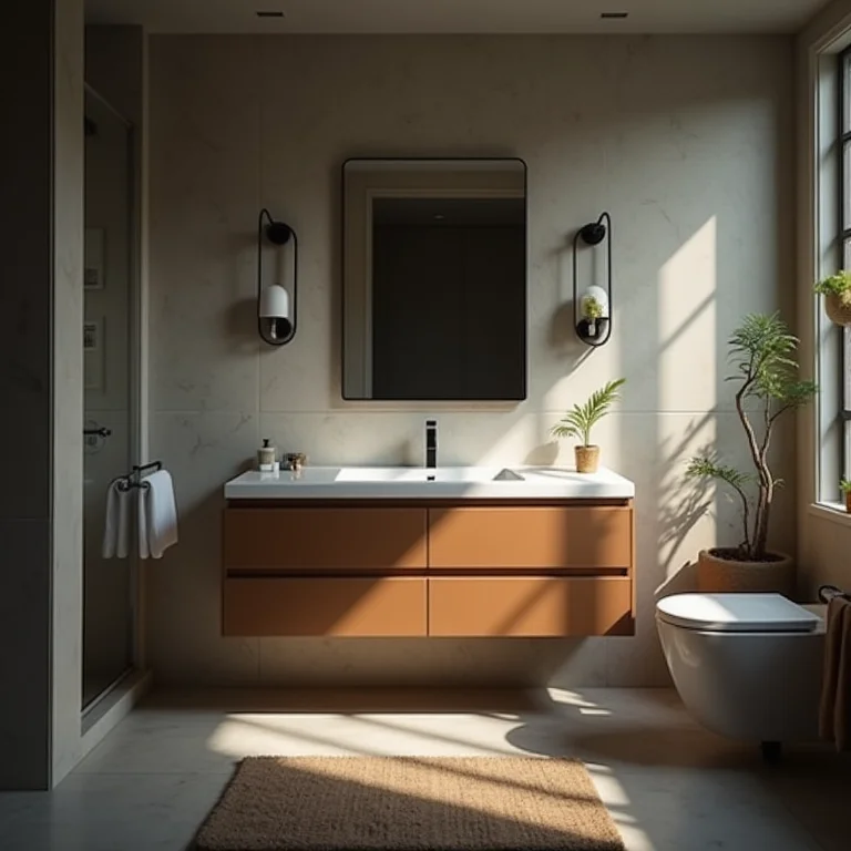 Comparativo da iluminação em um banheiro verde claro.