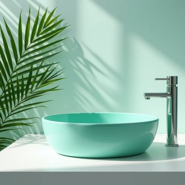 Cuba azul turquesa com decoração tropical