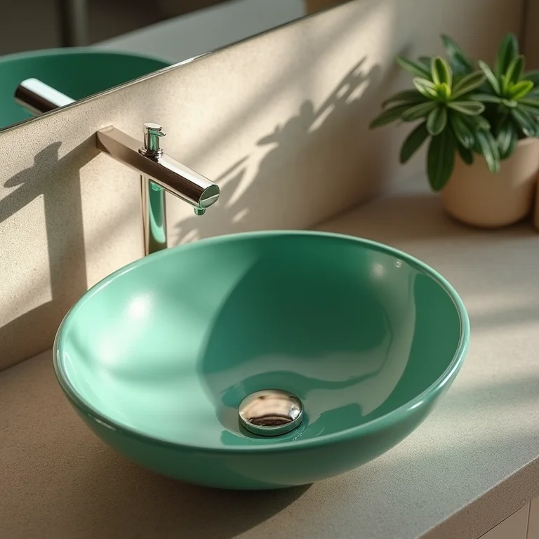 Cuba verde esmeralda com detalhes em pedra natural