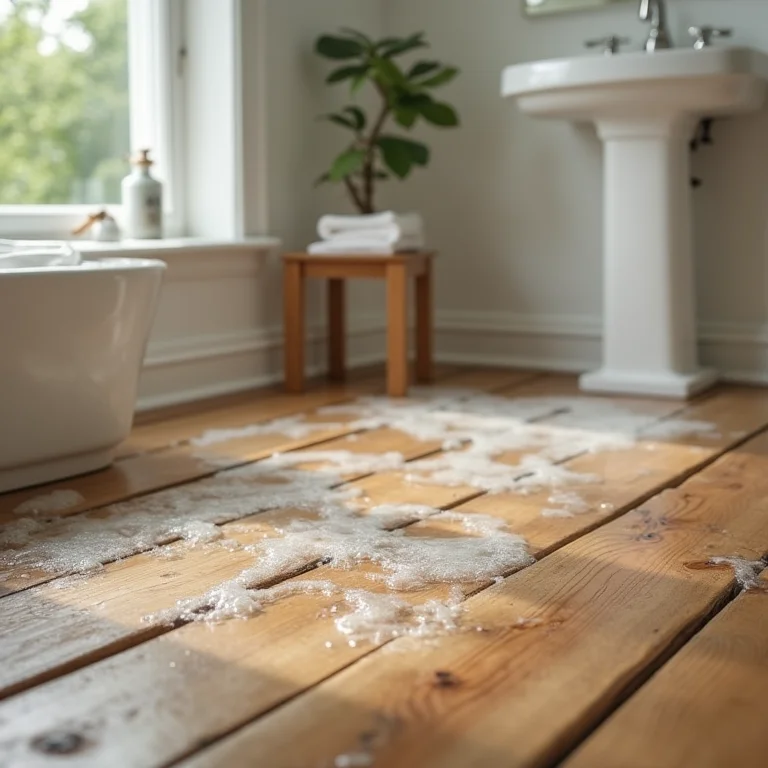 Danos causados pela umidade em madeira inadequada para banheiro.