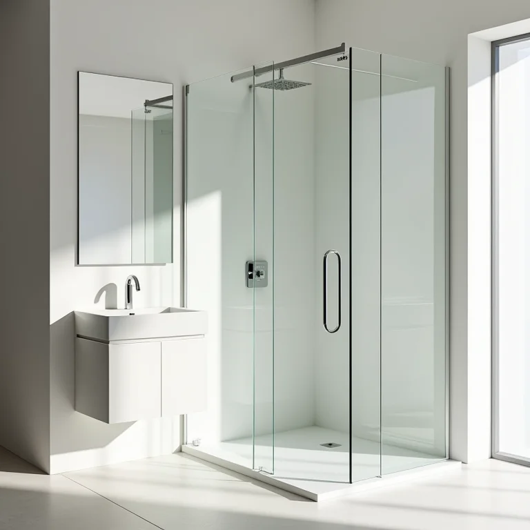 Design moderno de banheiro com box de vidro