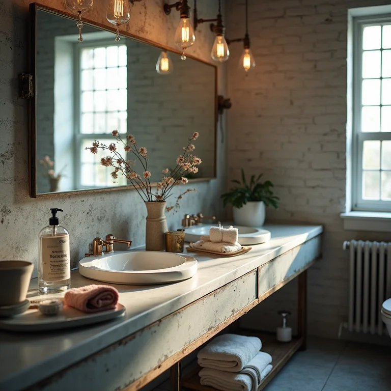 Desordem em bancada de banheiro industrial