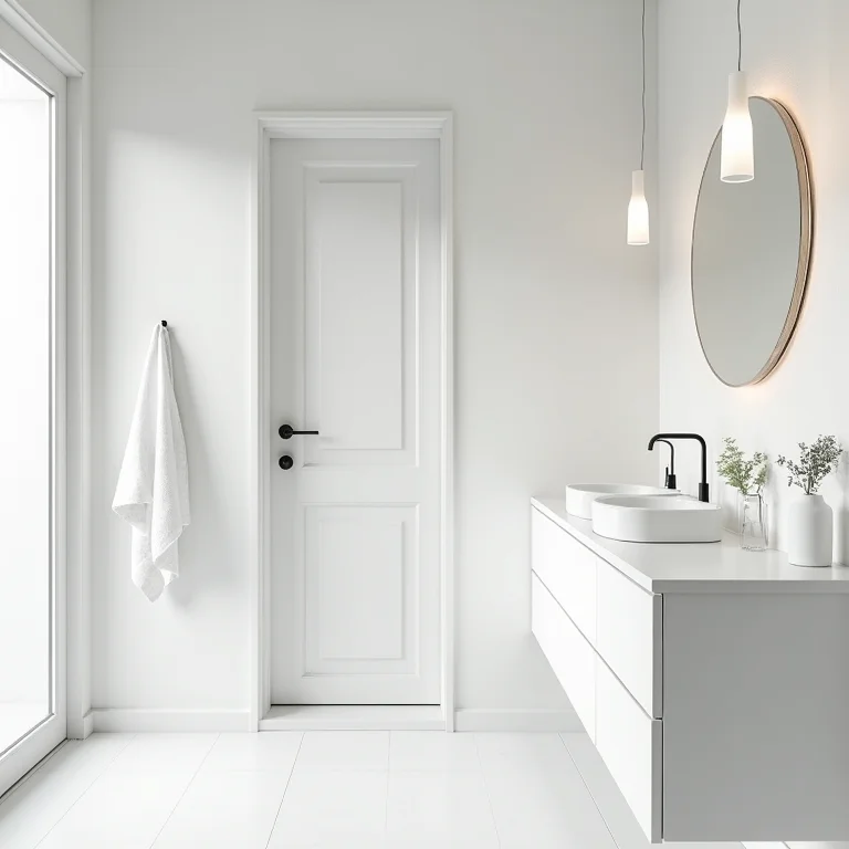 Diferentes estilos de banheiros brancos