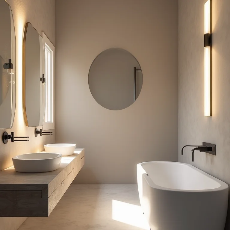 Diferentes tipos de iluminação artificial para banheiro quadrado