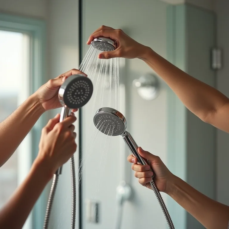 Duchas manuais em banheiro contemporâneo