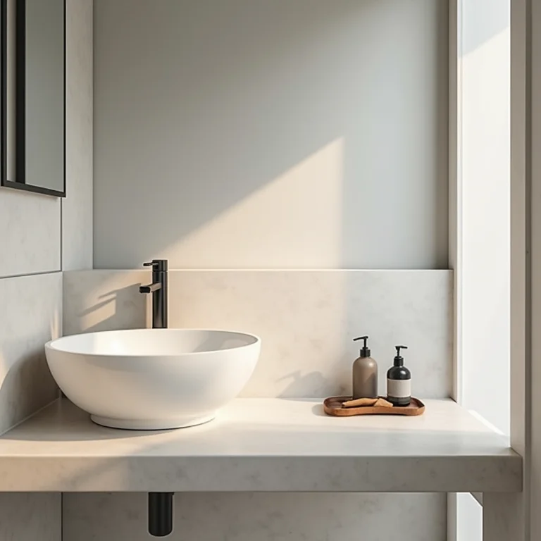 Ergonomia em banheiro de luxo: pia com altura confortável