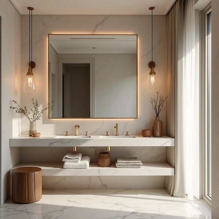 Espelho amplo em lavabo pequeno