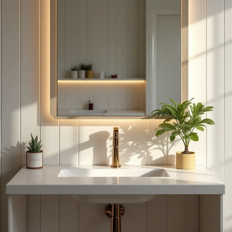 Espelho pequeno em banheiro pequeno