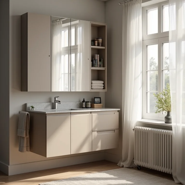 Gabinete de canto para banheiro pequeno