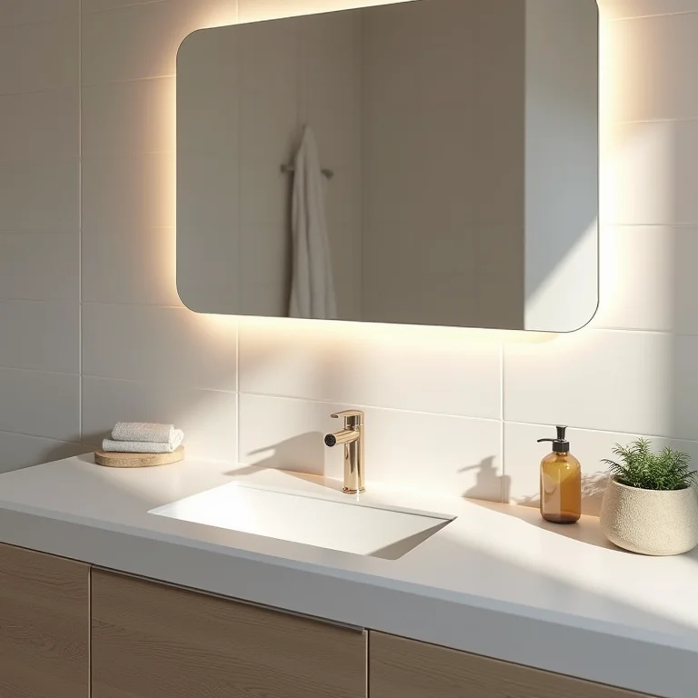 Iluminação bem planejada em um banheiro moderno