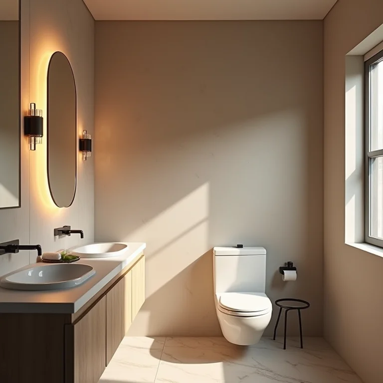 Iluminação estratégica em lavabo pequeno