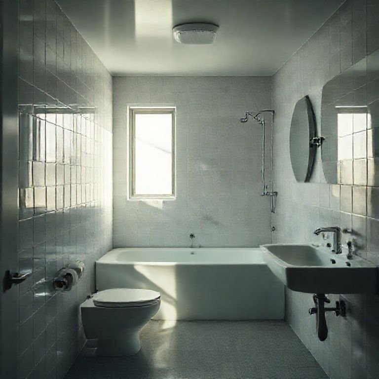 Iluminação inadequada em um banheiro pequeno