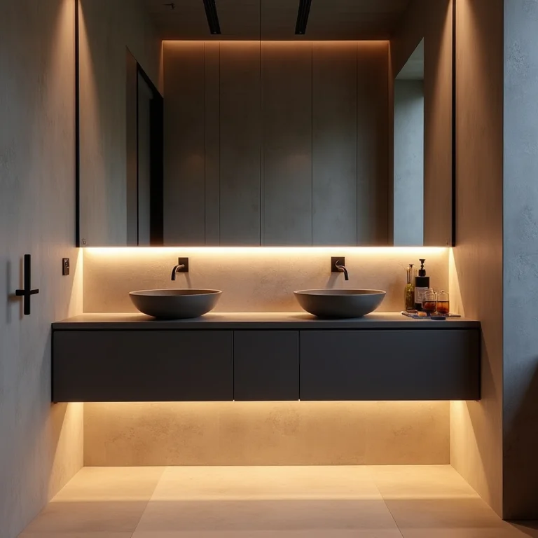 Iluminação LED em banheiro industrial