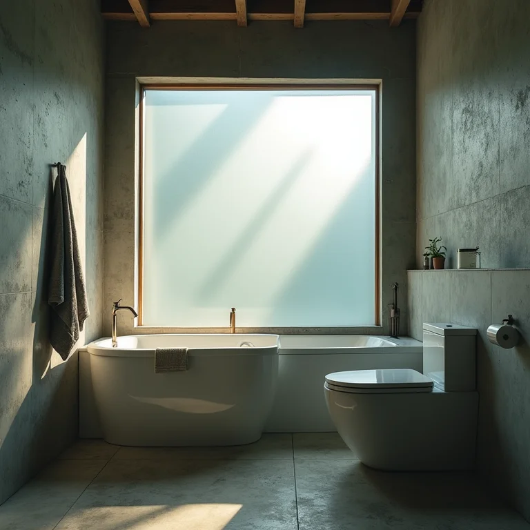 Iluminação natural em banheiro industrial