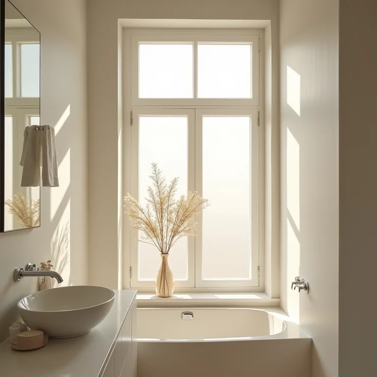 Iluminação natural em um banheiro minimalista