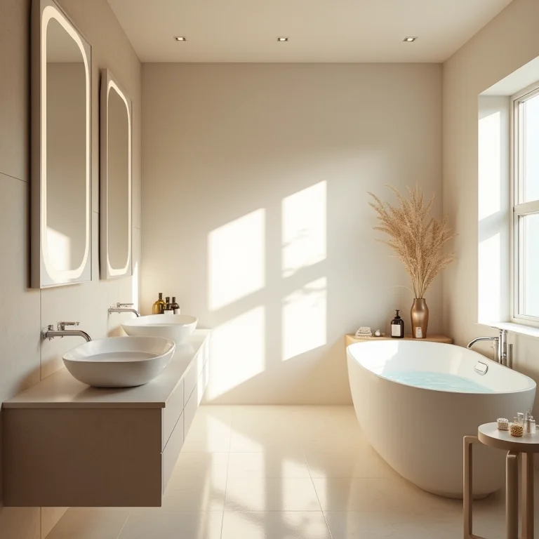 Iluminação suave e difusa em um banheiro