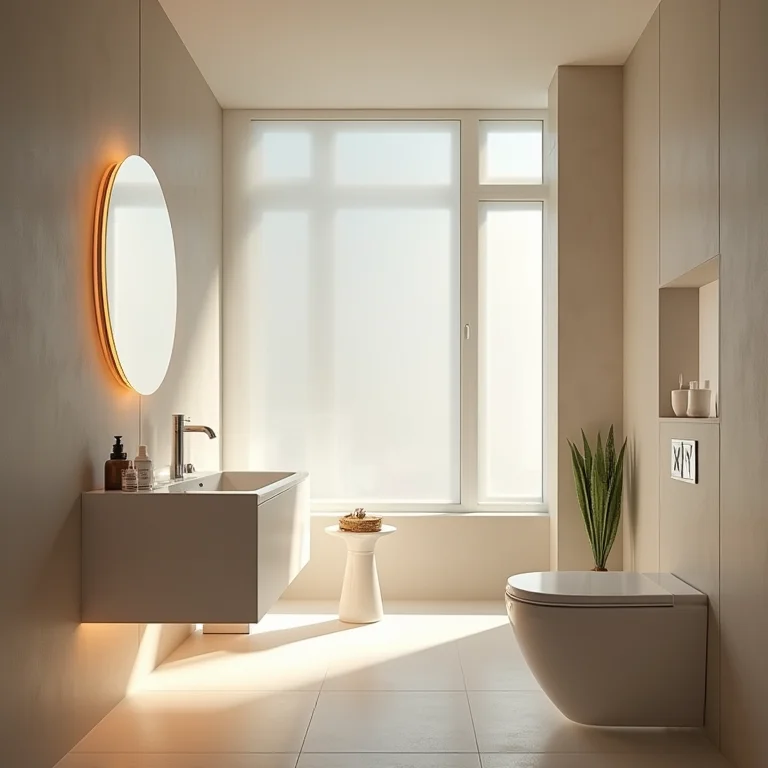 Iluminação suave e eficiente em banheiro adaptado para idosos.