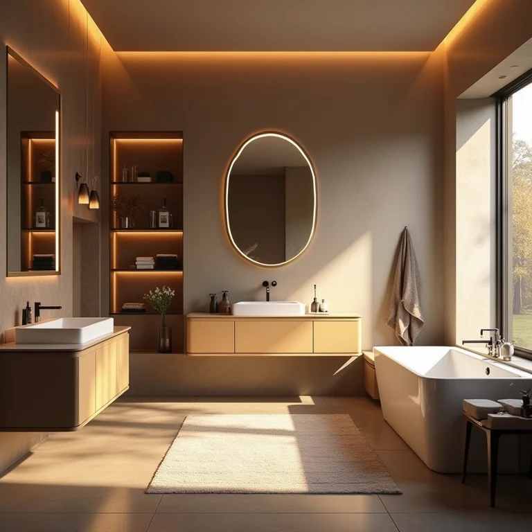 Iluminação variada em banheiro