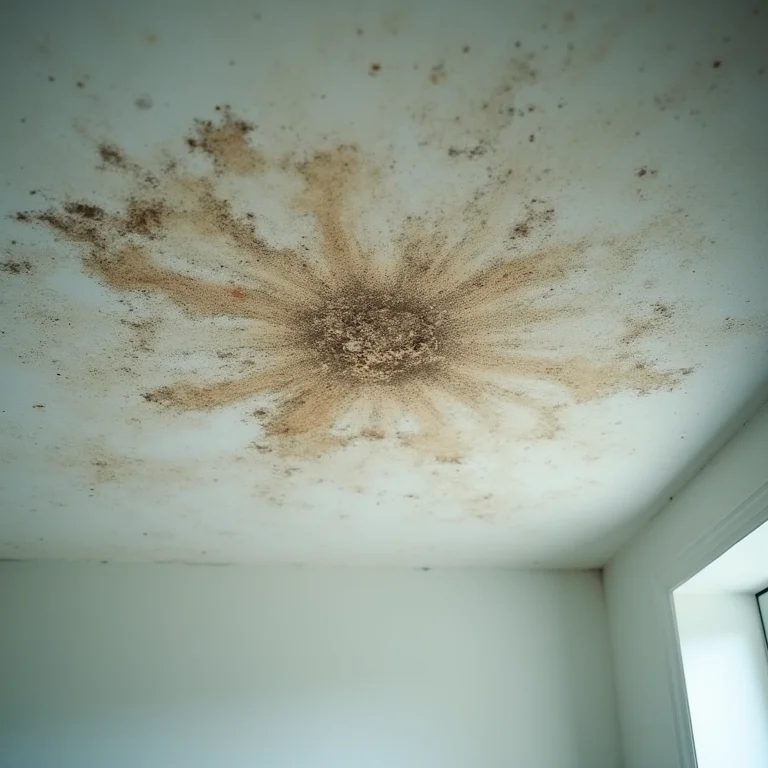 Infiltração e mofo em teto de banheiro
