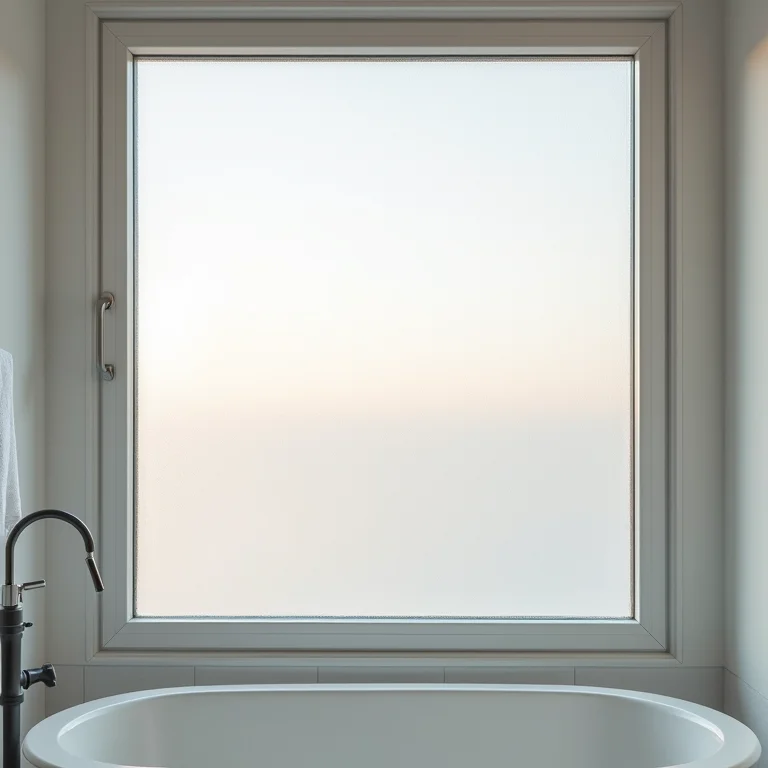 Janela 50x50 com vidro fosco garantindo privacidade no banheiro.
