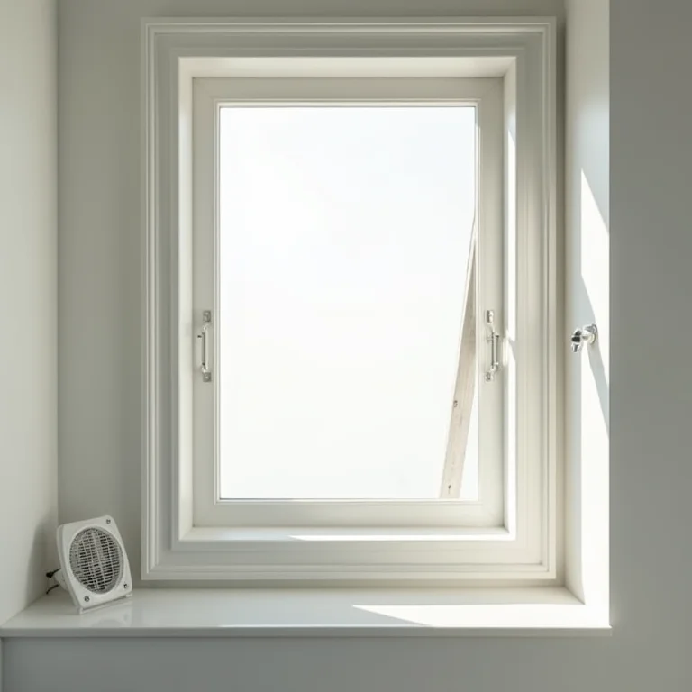 Janela aberta e exaustor em banheiro para ventilação