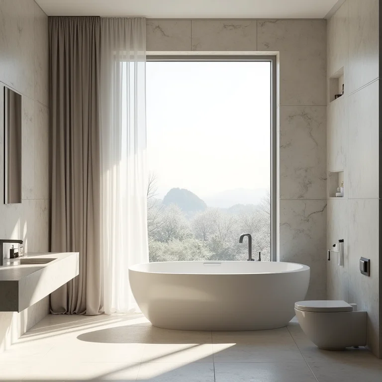 Janela maxim-ar em banheiro para máxima abertura.