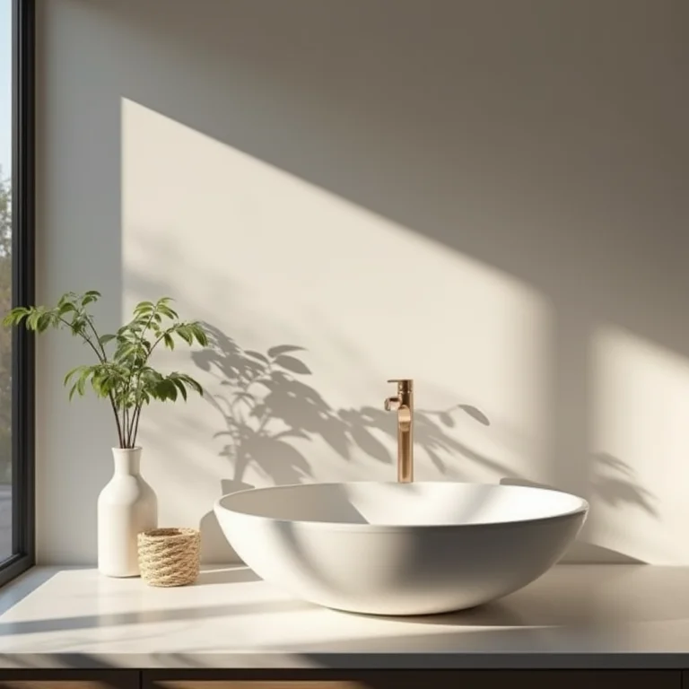 Jogo de luz e sombra em banheiro moderno