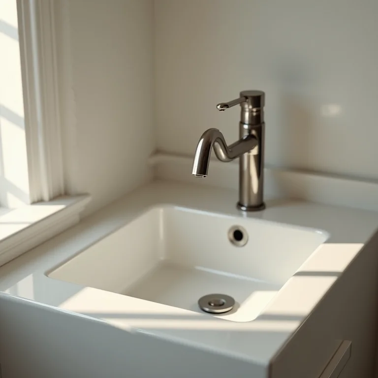 Louças e metais desproporcionais em banheiro pequeno