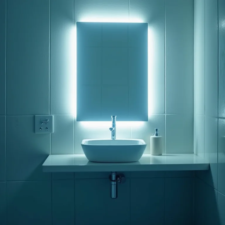 Luz fluorescente em banheiro