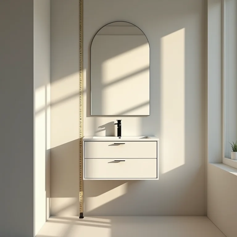 Medindo móvel de banheiro com fita métrica