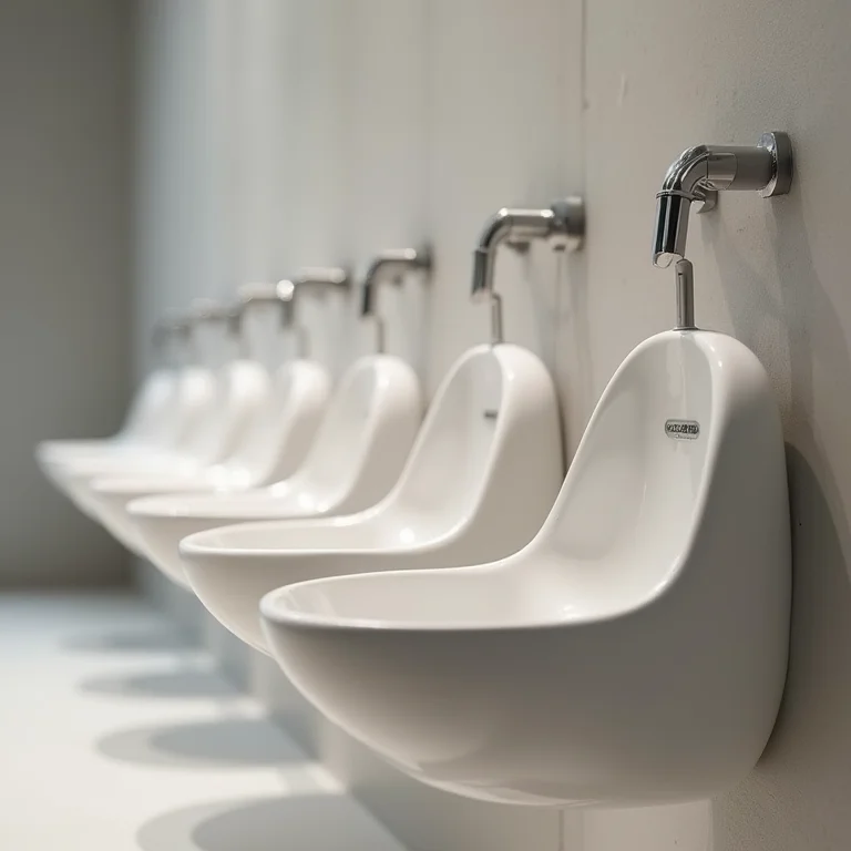 Mictórios modernos em banheiro masculino