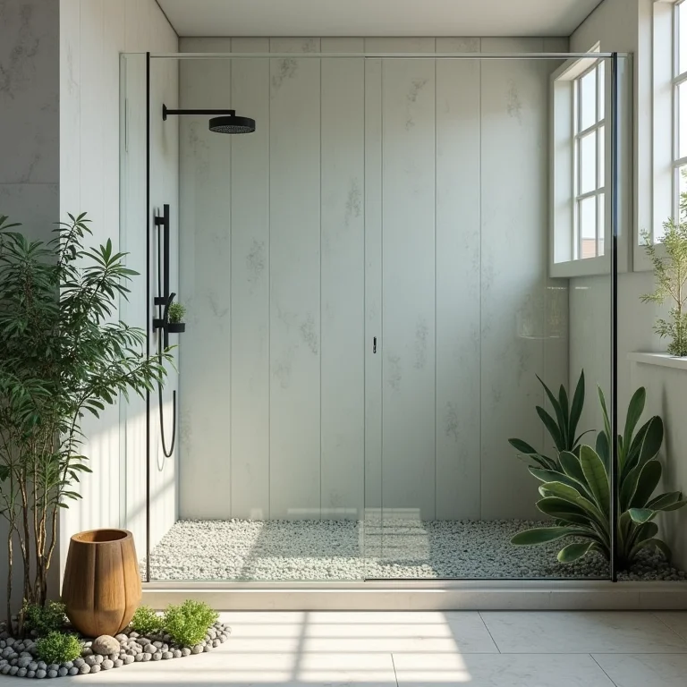 Mini jardim com suculentas dentro do box do banheiro