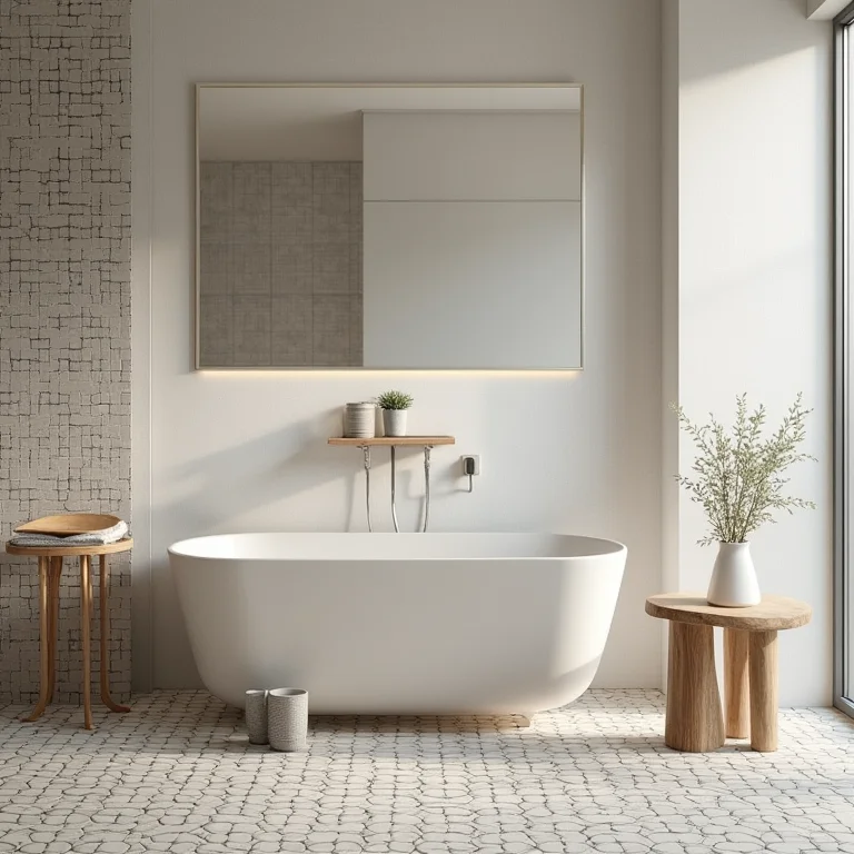 Mistura de azulejos modernos e vintage em um banheiro