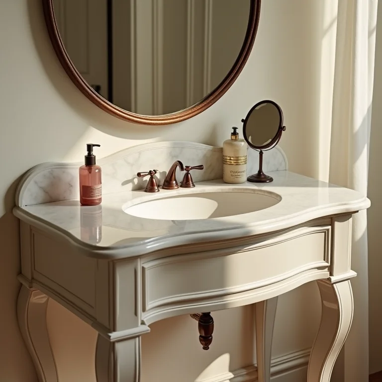 Móveis com design retrô em banheiro