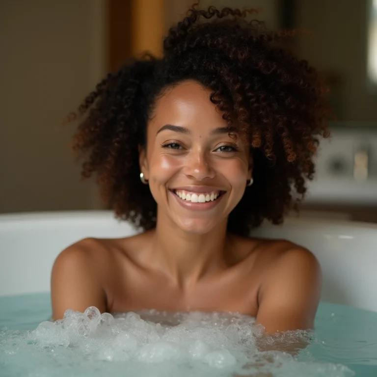Mulher aliviando dores na jacuzzi