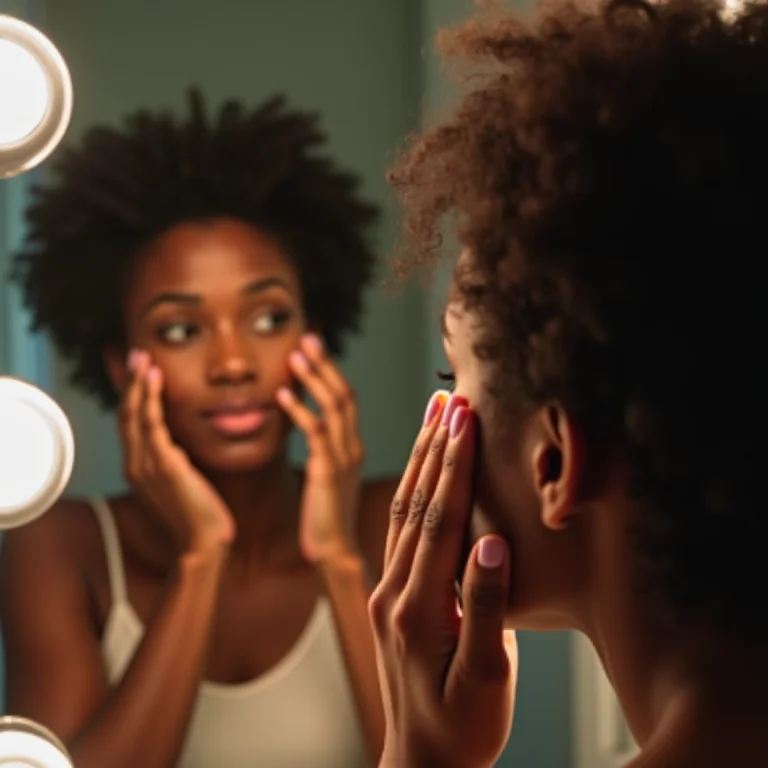 Mulher com iluminação de espelho inadequada