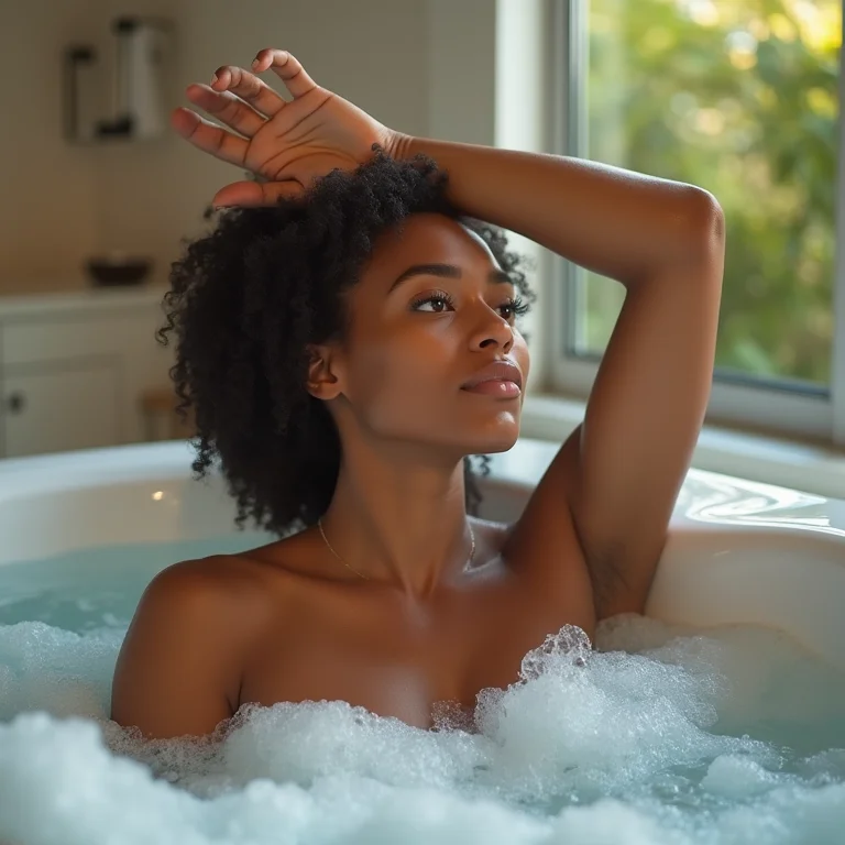 Mulher relaxando a circulação em jacuzzi