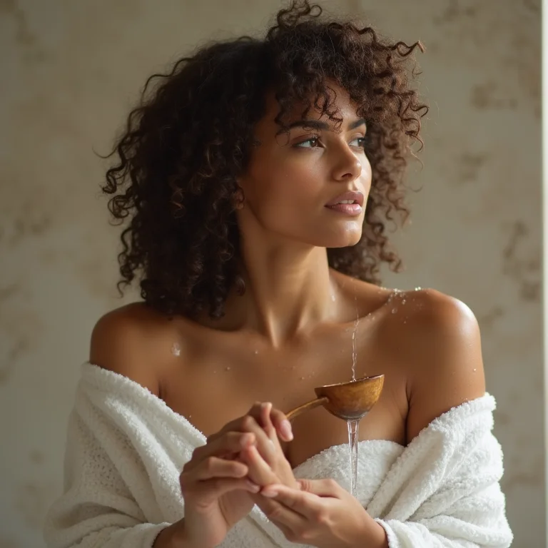 Mulher relaxando durante o banho como meditação