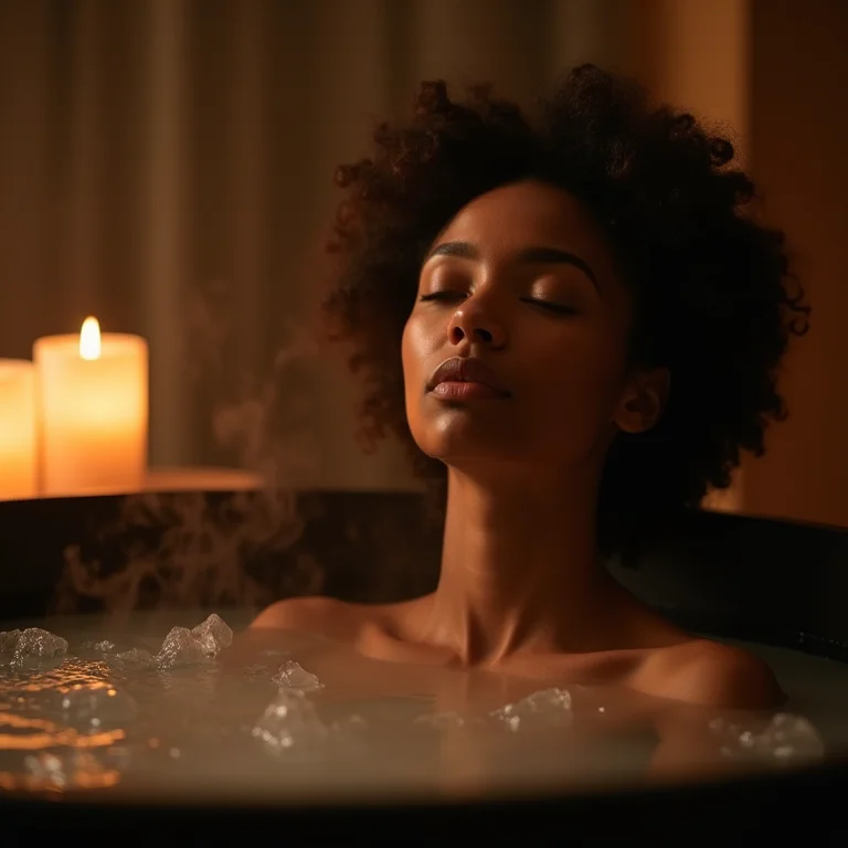 Mulher relaxando em um ofurô para alívio do estresse