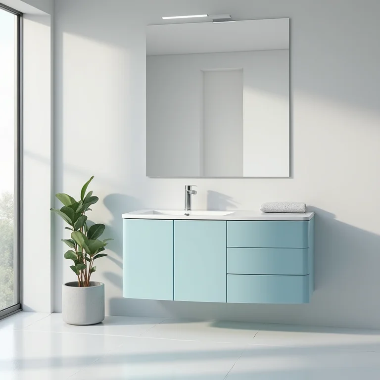 Opções de cores e acabamentos para gabinetes de banheiro