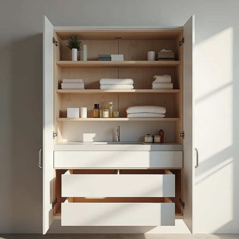 Organização interna de gabinete de banheiro