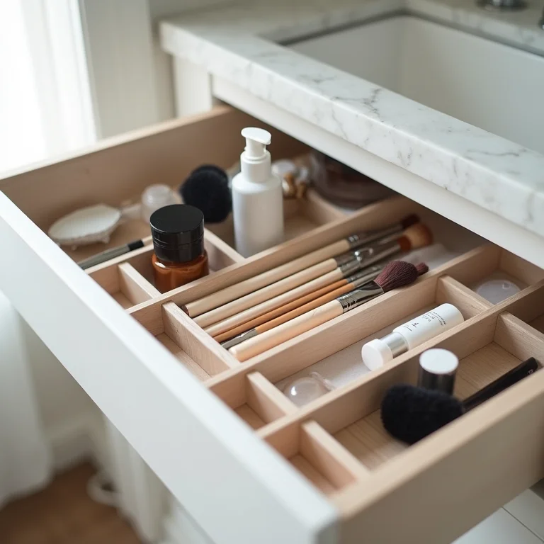 Organizadores de gaveta em um banheiro